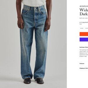 Sunflower FW25 Wide Twist Denim Dark Blue Vintage 30/32